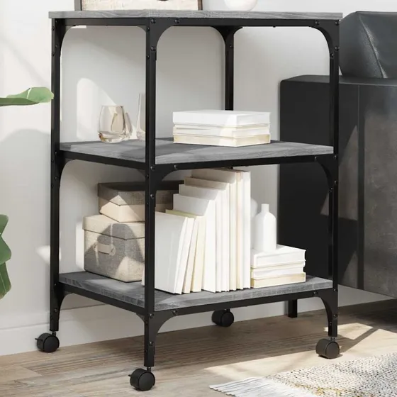 vidaXL Printerstativ 50x41x75 cm 3 hylder grå sonoma