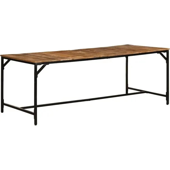 vidaXL Spisebord 200x100x75 cm i Massivt Ru Mangotræ med Jernstel