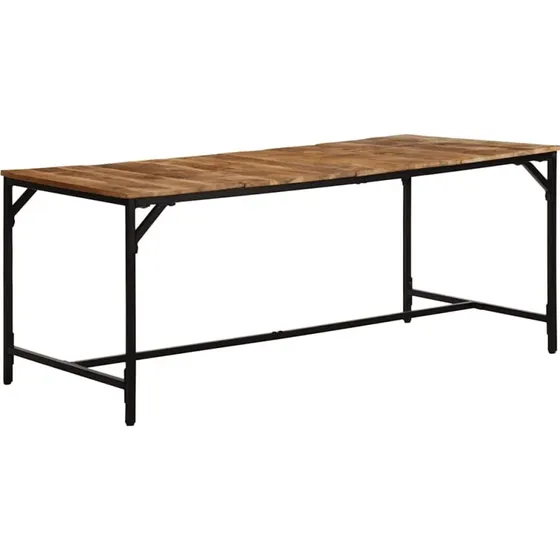 vidaXL Spisebord 180x90x75 cm i massivt ru mangotræ med jernstel