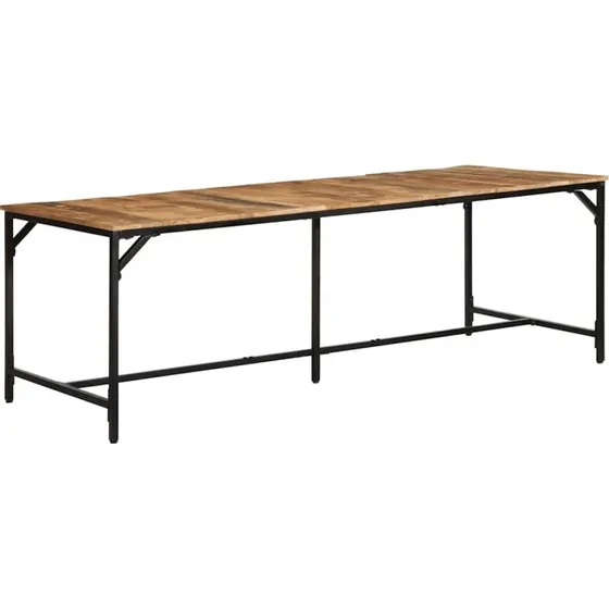 vidaXL Spisebord 220x90x75 cm i Massivt Ru Mangotræ med Jernstel