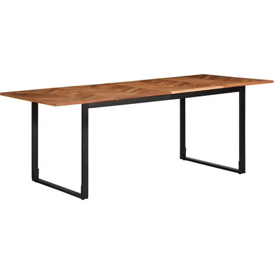 vidaXL Spisebord 200x100x75 cm massivt akacietræ med jernstel