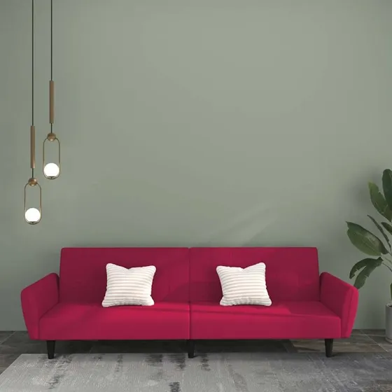 vidaXL 2-personers sovesofa fløjl vinrød