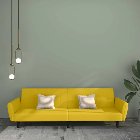 vidaXL 2-personers sovesofa fløjl gul