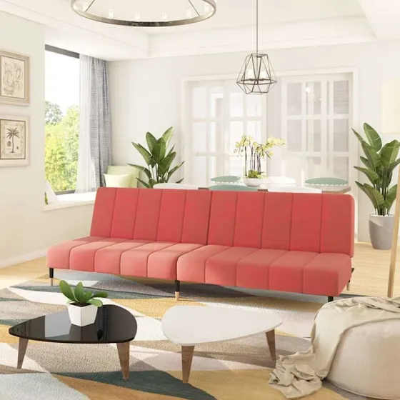 vidaXL 2-personers sovesofa fløjl lyserød uden armlæn