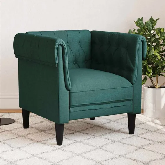 vidaXL Chesterfield-sofastol mørkegrøn