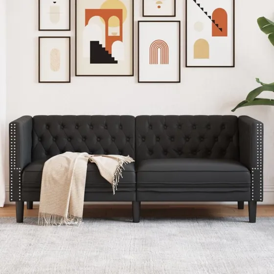 vidaXL 2-p. Chesterfield-sofa kunstlæder sort