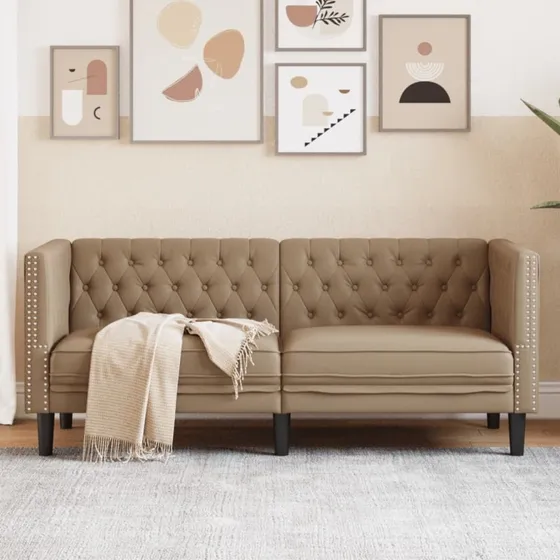 vidaXL 2-p. Chesterfield-sofa kunstlæder cappuccino