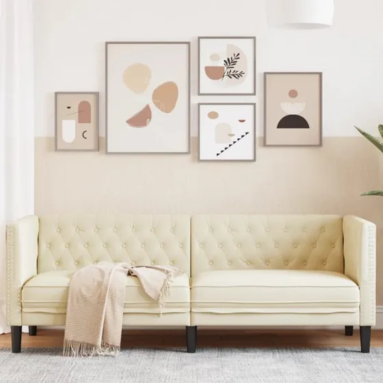 vidaXL 3-personers Chesterfield-sofa kunstlæder sort