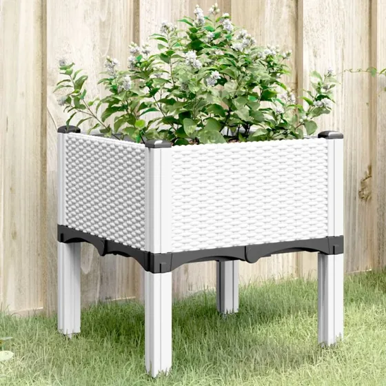 vidaXL Plantekasse med ben 40x40x42 cm PP hvid