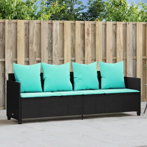 vidaXL loungesofa med hynder polyrattan sort