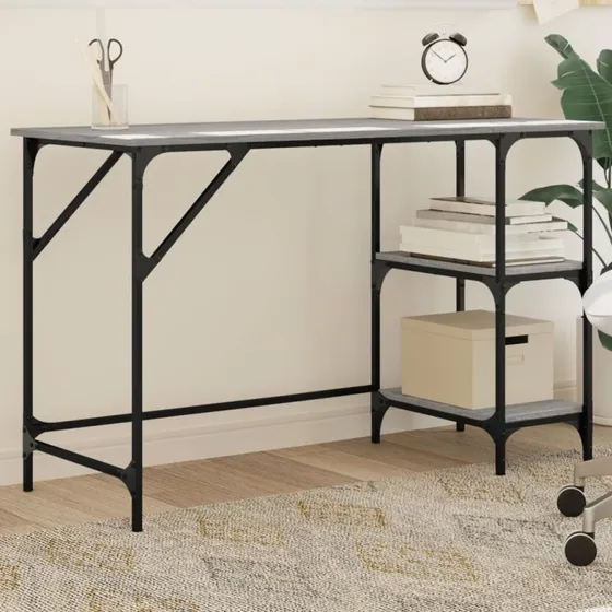 vidaXL Skrivebord 120x50x75 cm Grå Sonoma-Eg Metal & Konstrueret Træ