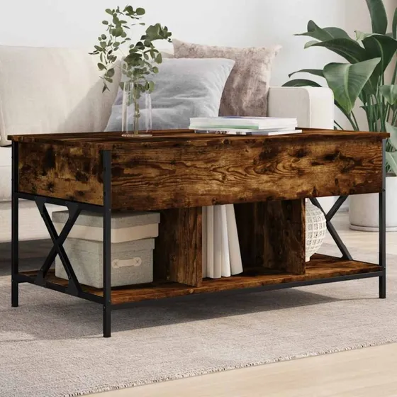 vidaXL sofabord 100x55x50 cm røget eg konstrueret træ og metal