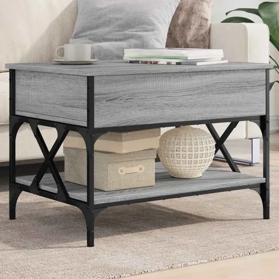 vidaXL sofabord 70x50x50 cm grå sonoma-eg konstrueret træ og metal