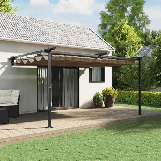 vidaXL Pavillon Gråbrun 400x300x200 cm Polyester