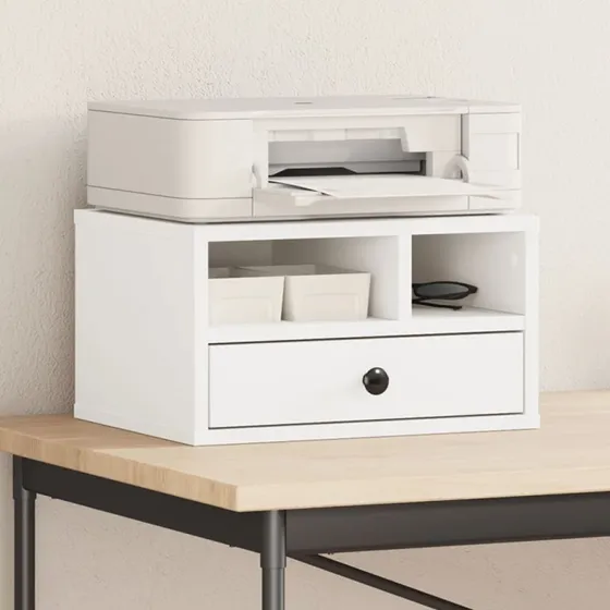 vidaXL Printerstativ 40x32x22,5 cm hvid konstrueret træ