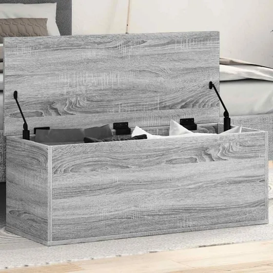 vidaXL Opbevaringsboks 90x35x35 cm Konstrueret Træ Grå Sonoma-Ege