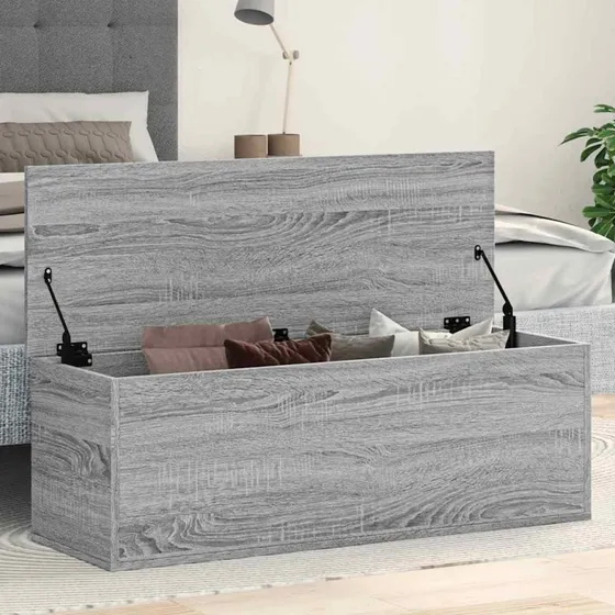 vidaXL Opbevaringsboks 102x35x35 cm Grå Sonoma-Ege Konstrueret Træ