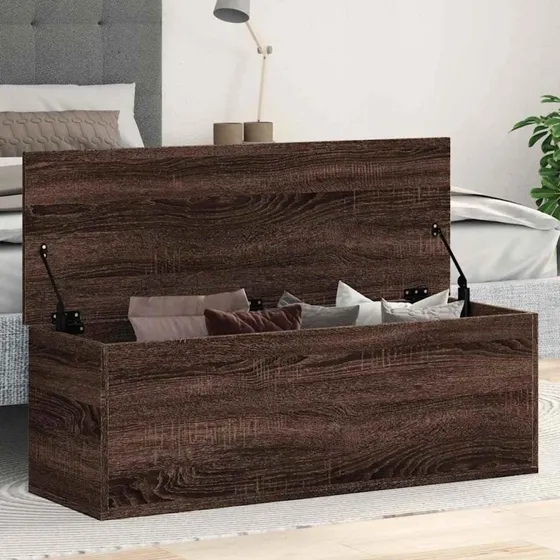 vidaXL Opbevaringsboks 102x35x35 cm brun konstrueret træ