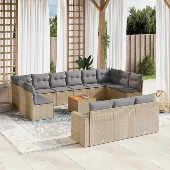 Sofasæt Til Haven 14 Dele Polyrattan Beige