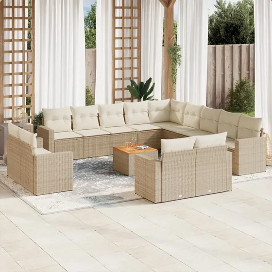 Sofasæt Til Haven 14 Dele Polyrattan Beige
