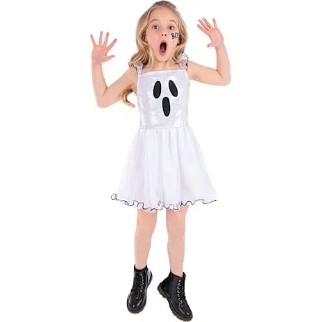 Halloween spøgelseskjole kostume, str. 104 (92-116 cm)