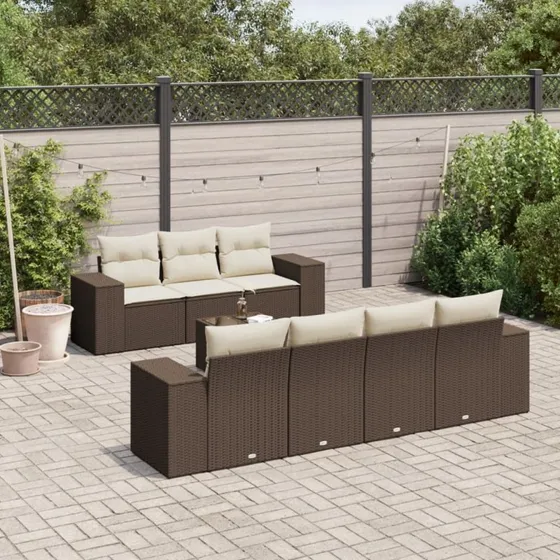 vidaXL 8-delers polyrattan sofasæt brun med hynder