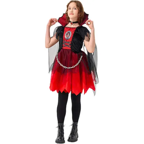 Halloween Vampyrkjole Kostume, str. 128-180 cm