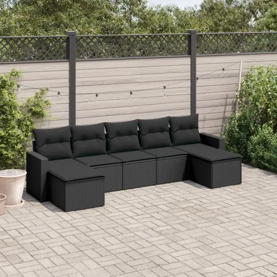 Sofasæt Til Haven 7 Dele Med Hynder Polyrattan - Beige/Creme