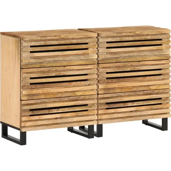 vidaXL Skænke 2 stk. 60x34x75 cm, massivt ru mangotræ
