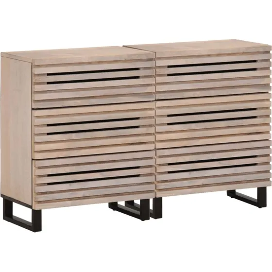 vidaXL Skænke 2 stk. 60x34x75 cm, massivt mangotræ, industriel stil