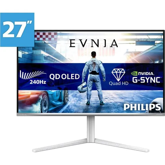 Philips Evnia 6000 27M2N6501L 27" QDOLED Gaming Skærm, 240 Hz, Hvid
