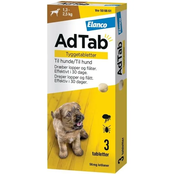 AdTab tyggetabletter til hunde 1,3–2,5 kg 56 mg