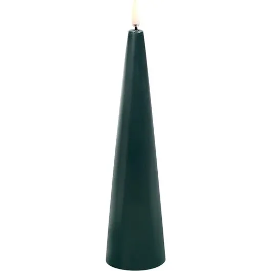 Uyuni Lighting Kegleformet LED-stearinlys 5,8x21,5 cm Pine Green