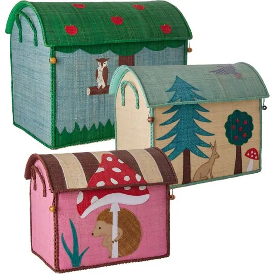 Rice Happy Forest Raffia Opbevaringskurve 3 stk