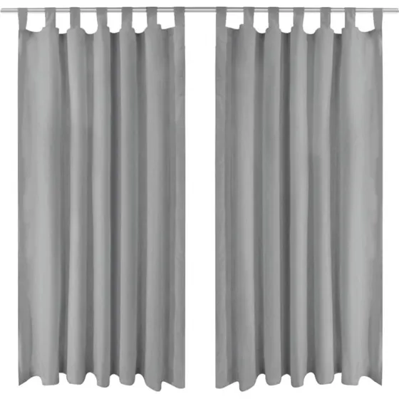 vidaXL Gardiner i Mikro-Satin 2 stk. 140 x 225 cm Grå med Løkker