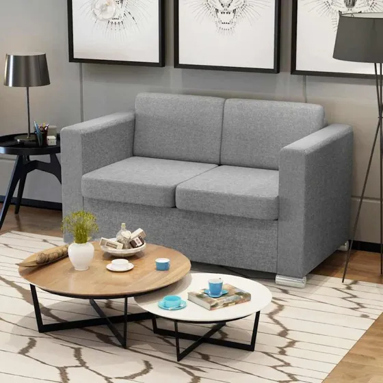 vidaXL 2-sædet sofa i stof lysegrå