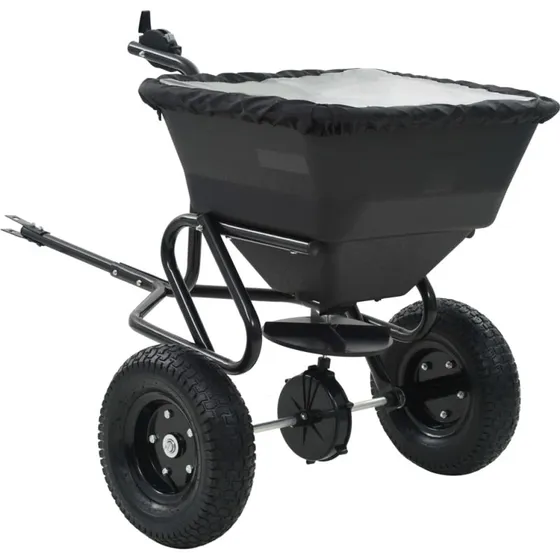 vidaXL Saltspreder strøtrækvogn 125 x 74 x 79 cm, 45 l, PVC og stål