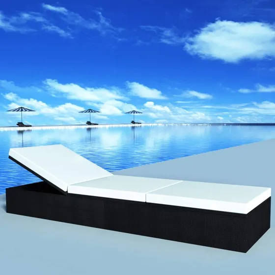 vidaXL Solseng Sort Polyrattan, 120x70x85 cm