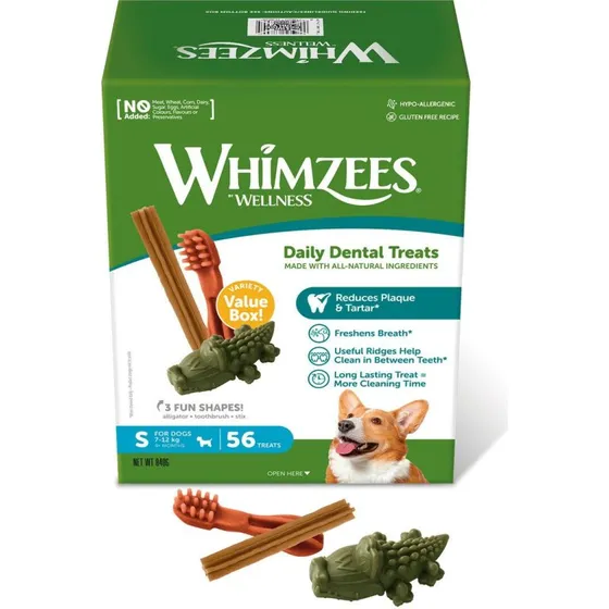 Whimzees Daily Dental Treats, 56 stk, små hunde