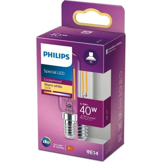 Philips LED Classic Filament 40W Klar E14 4,5W, 15.000 t