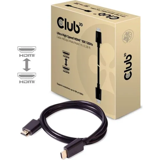 Club3D CAC-1371 HDMI 2.1 1 m Guldpladeret 48Gbps Kabel