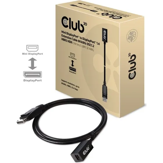 Club 3D CAC-1120 Mini DisplayPort til DisplayPort 1.4, 1 m, sort