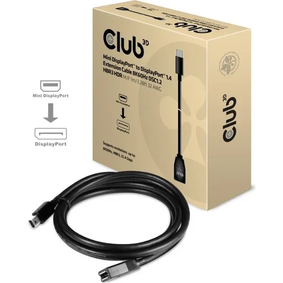Club 3D CAC-1121 Mini DisplayPort til DisplayPort 1.4 1 m sort
