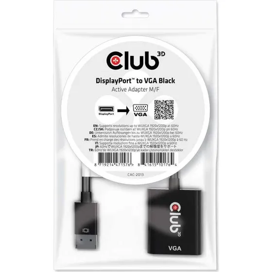 Club 3D CAC-2013 DisplayPort til VGA adapter 22,86 m sort