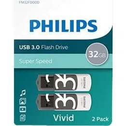 Philips Vivid Edition 3.0 32GB USB 3.0, Grå/Hvid (2 stk)
