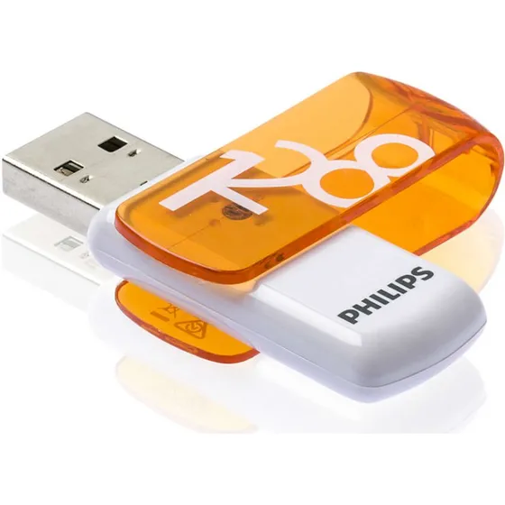 Philips Vivid 128GB USB 2.0, Hvid/Orange