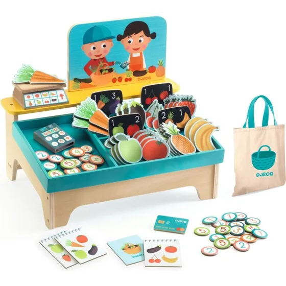 Djeco Léa & Milo - Lille markedsbod med legemad