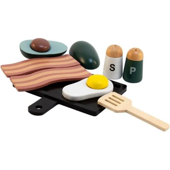 Magni Æg & Bacon legetøjsmad, træ (9 dele, FSC)
