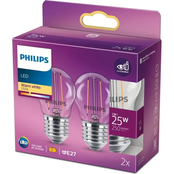 Philips LED Classic Krone Filament 25W E27 2700K 2-pak