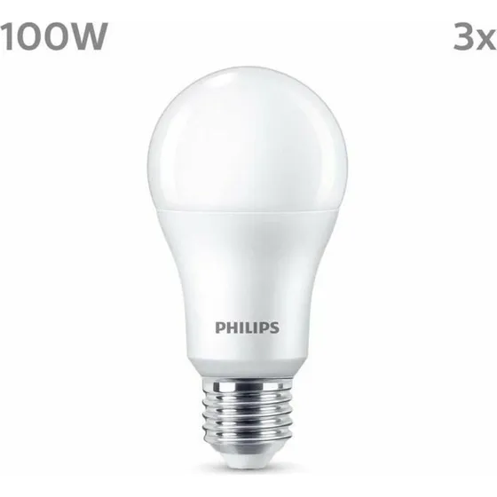 Philips LED-pære 13W/840 3-pak E27 mat